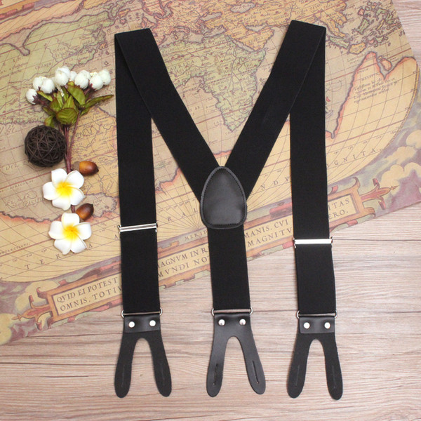 5.0*120cm Genuine Leather Suspenders Casual Elastic Braces Fashion Buttons Suspensorio Trousers Belt Strap Father/Husband's Gift