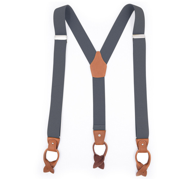 2019 Fashion New Brand Successful Men's Button Belt Adjustable Cross Adult Casual Wild Color Genuine Suspender Belt