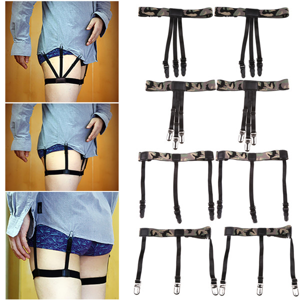 2Pcs Elastic Adjustable Mens Shirt Stays Holders Camouflage Garters Belt Clamps Leg Suspenders Shirt Tuck tirantes hombre