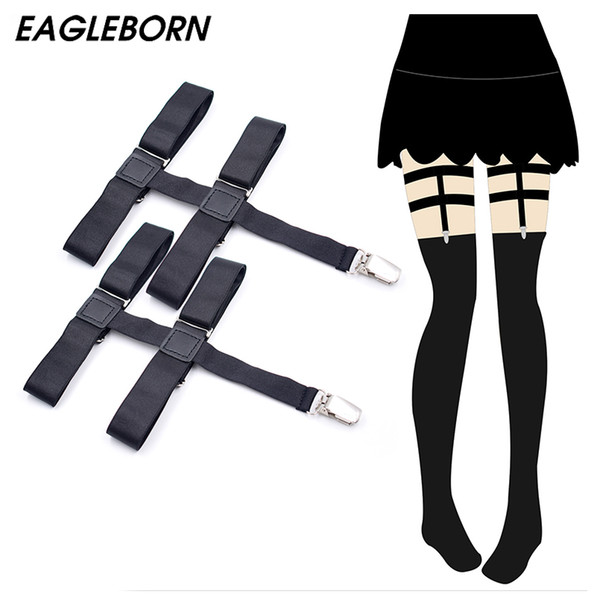 EAGLEBORN women's stockings anti-slip garter metal clip black color 4 clips
