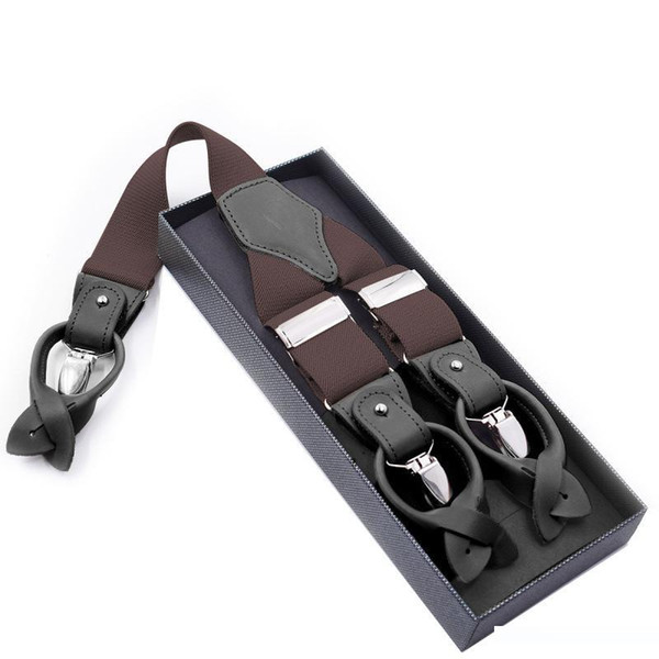 2019 New Adult Adult Men's 6-clip Straps Button Double Black Leather Garter High-quality Slings Fashion Adjustable