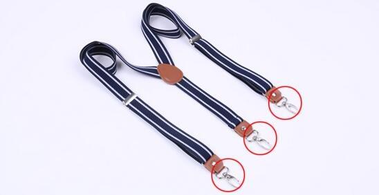 Elastic hook strap clip Strap pants elastic hook buckle clip blue blue striped suspenders