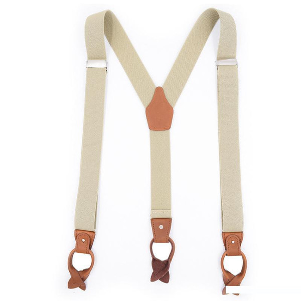 2019 Fashion New Brand Successful Men's Button Belt Adjustable Cross Adult Casual Wild Color Genuine Suspender Belt