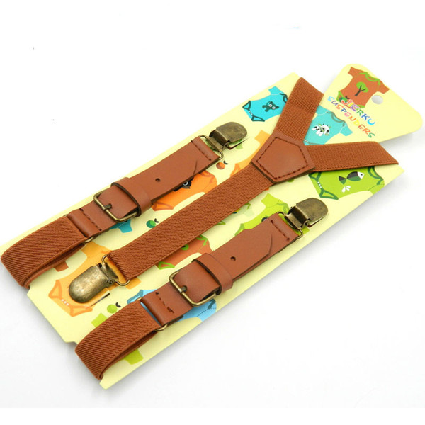 Kids leather suspenders fashion baby braces Strong 3Clips Trousers Suspensorio Elastic Strap size 2.5*70cm Free shipping