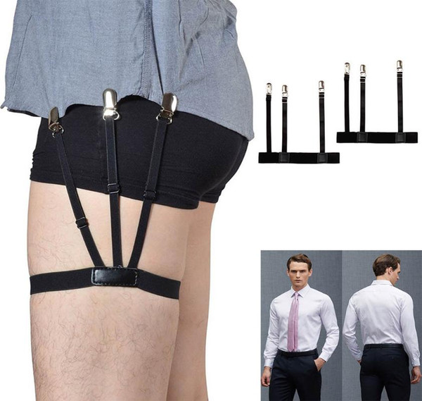 1 Pair Mens Adjustable Shirt Stay Belt with Non-slip Locking Clamps Elastic Nylon Adjustable Shirt Holders Crease-Resistance1a14