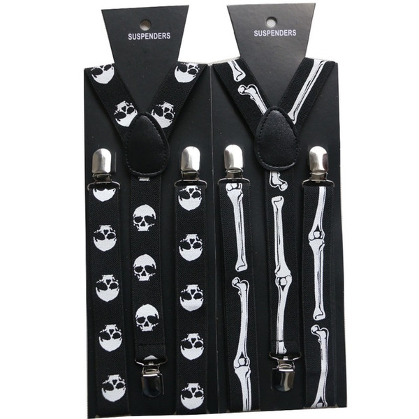 Wholesale Adult 2.5 cm Wide Personality Ghost Skull Grotto Head Strap Clip Man Hip-hop Elastic Suspender Belt