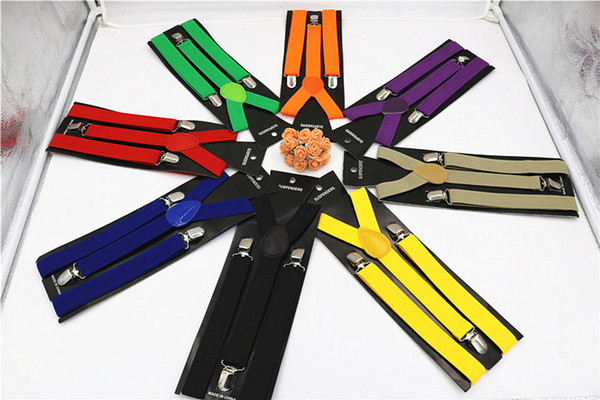 High Quality Candy Color Unisex Adjustable Pants Y-back Suspender Brace Elastic Clip-on Belt Adjustable Braces Suspenders 18 colour zdl0213