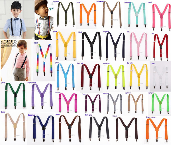 20pcs New Children Kids Boy Girls Clip-on Y Back Elastic Suspenders Adjustable Braces Christmas gift full color