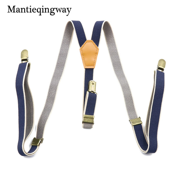 Mantieqingway Male Suits Vintage Striped Suspenders PU Leather Suspenders 3 Clip Skinny Belt Strap Adjustable Shirts Braces