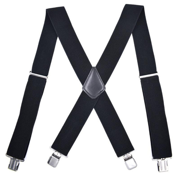 Suspenders Men 5cm Wide Adjustable Four Clip-On X- Back Elastic Black Red Grey Heavy Duty Braces Suspenders Mens