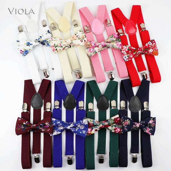 Floral Bowtie Braces Set Spring Mens Soild Suspenders Unique Y-Back Cotton Butterfly Belt Bow Tie Adjustable Accessory Special