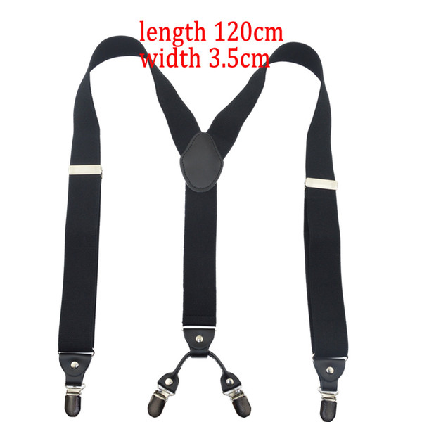 Wholesale- 120cm fashion larger Men's suspenders Y 3.5cm width 4 clips and Unisex Braces Suspender black for big adult