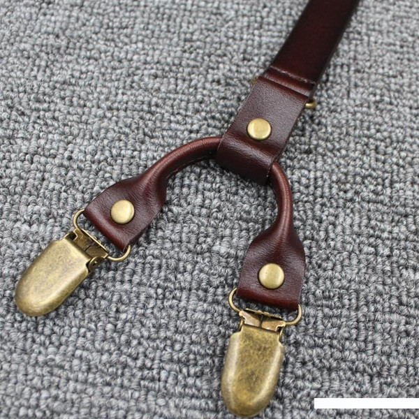 1.7cm Fashion leather 4 clips suspenders commercial western style trousers man braces