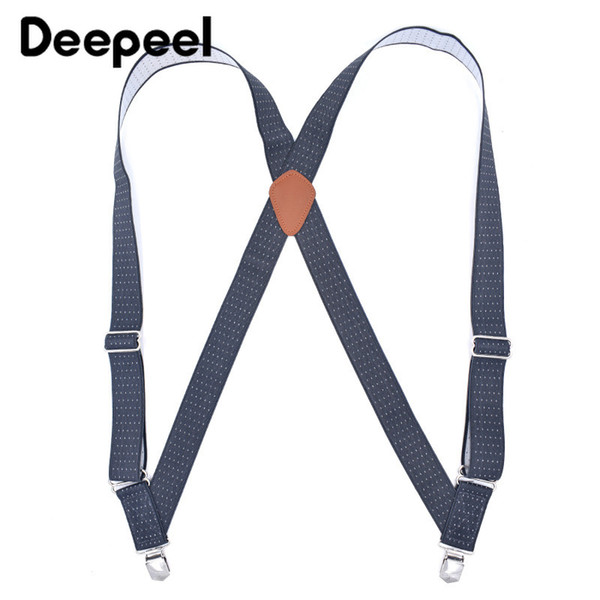 Deepeel 1pc 3.5*125cm Casual Men Suspenders Polyester Jacquard 2 Clips Suit Pants Shirt Stays Accessories Decoration Strap SP013