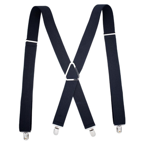 3.5*120cm Suspenders Men Solid Color Polyester Elastic Adult Belt X-Shape Braces with 4 Clips for Women