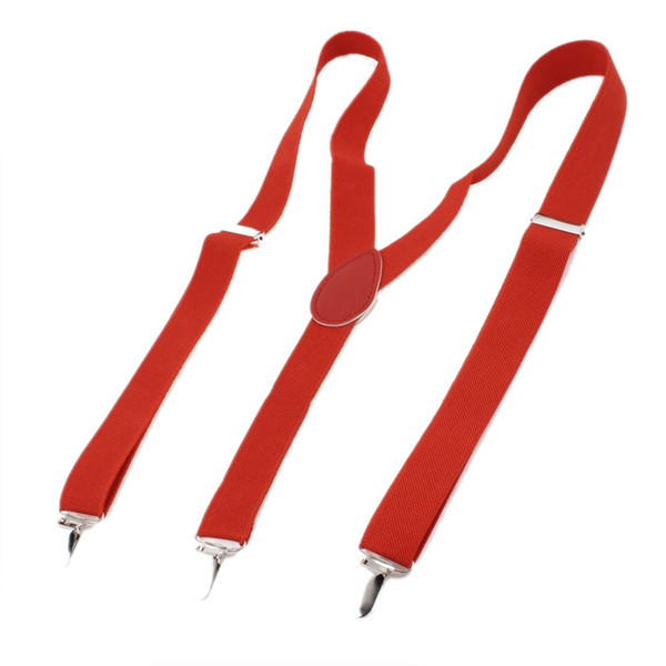 Lady Woman Adjustable Metal Clamp Elastic Suspenders Braces - Red