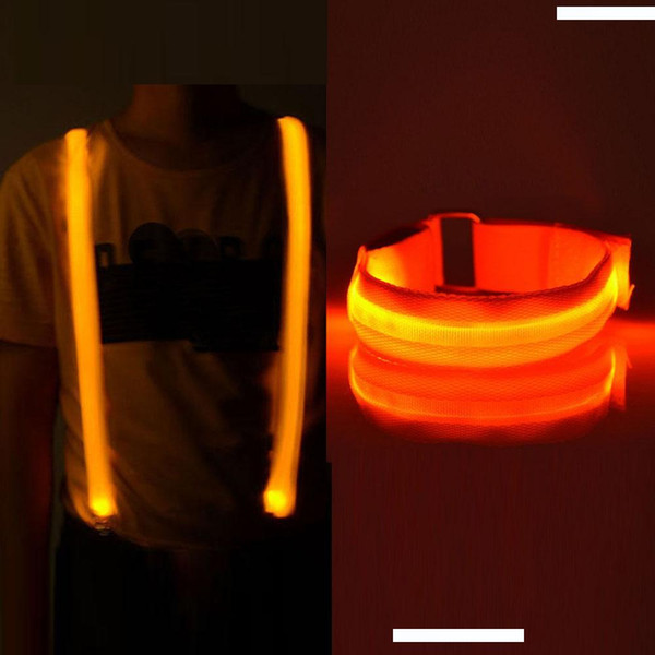 Adjustable Led suspenders Flashing Light Suspender Bracelet Arm Belt Band Glow Bangle For Outdoor Night Cycling Running Riding