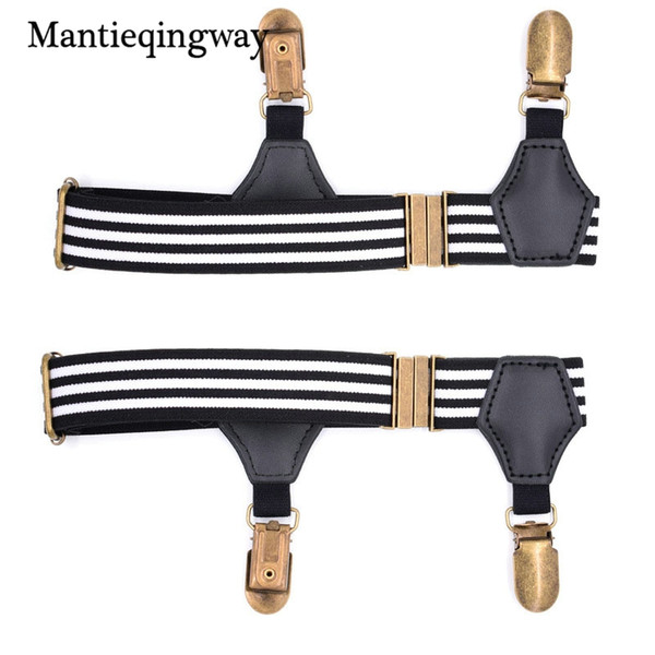 Mantieqingway Black Adjustable Suspensorio Suspenders For Men Elastic Sock Garters Striped Resistance Belt Tirantes Hombre