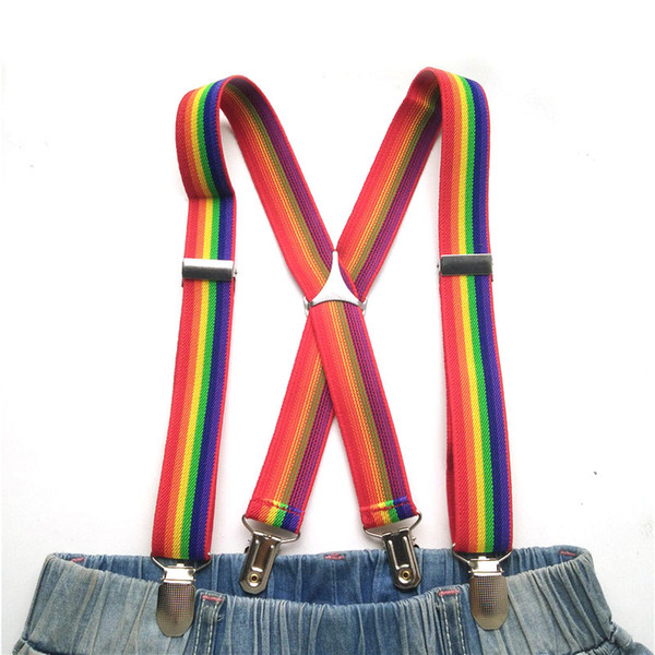 Baby Rainbow Suspenders High Quality Metal Triangle Cross Adjustable Suspender Keep Girls Skirt Boys Pants Kids Braces BD012