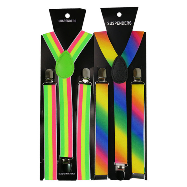 HUOBAO 2.5cm Wide Trouser Iridescence Womens Clip on Suspenders Y-shaped Adjustable Clothing Pants Elastic Suspenders