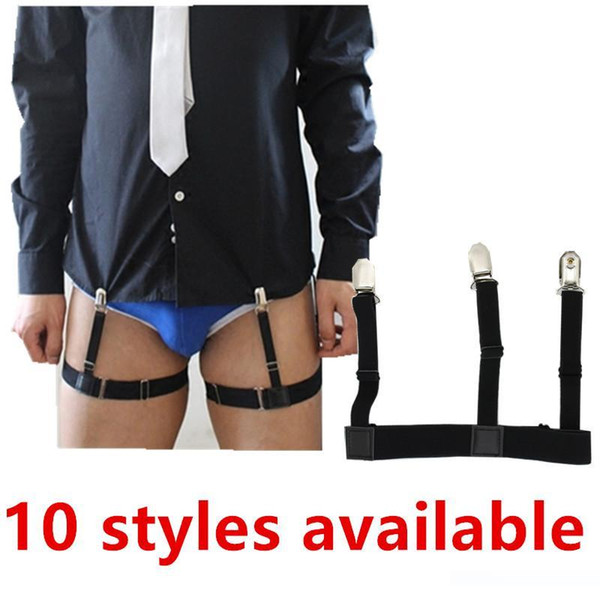 Mens Shirt Stays Garters Elastic Nylon Adjustable Shirt Holders Crease-Resistance Belt Stirrup Style Suspenders