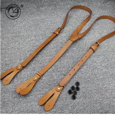 1.7cm Fashion high quality Genuine split leather button man suspender