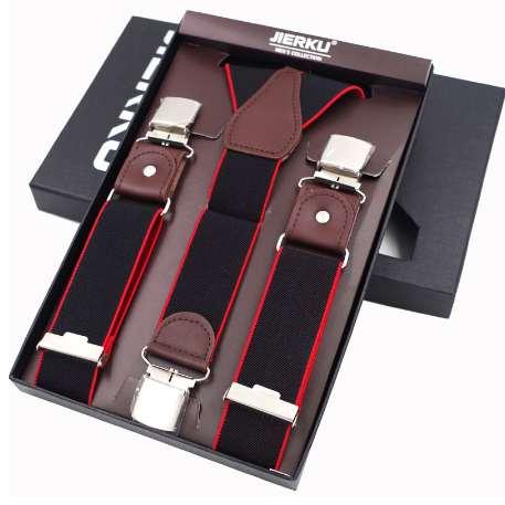 New Man's Suspenders 3 Clips Leather Braces Casual Suspensorios Trousers Strap 3.5*120cm Gift For Dad High Quality Tirantes