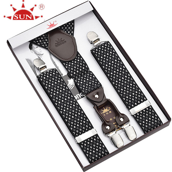 Wholesale- Four clip men to restore ancient ways recreational fashionable leather strap business suspender straps trousers for men