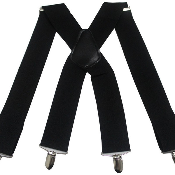 Fast-selling Explosive Men's Loose Black X Cross Four-clip Back Belt 5cm Wide Elastic Suspension Belt 50mm Braces