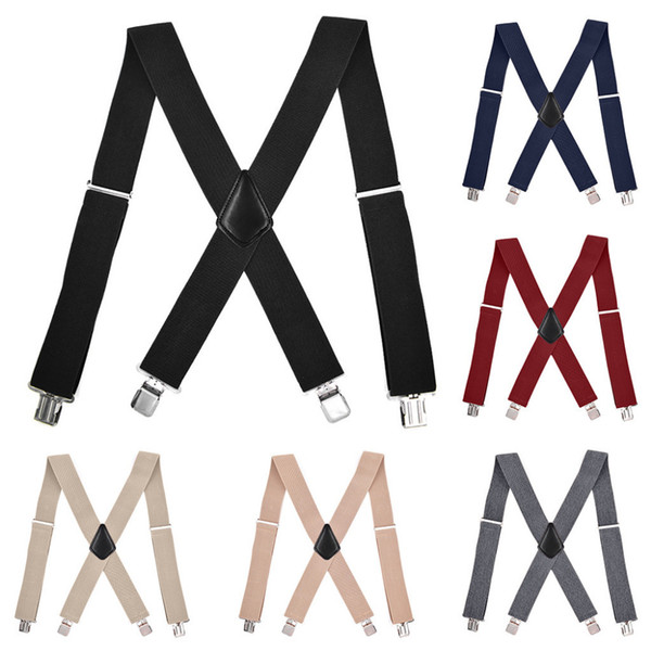 2019 Mens Mens Suspenders X-Back 5.0cm Wide Adjustable Solid Straight Clip Suspenders 3.5