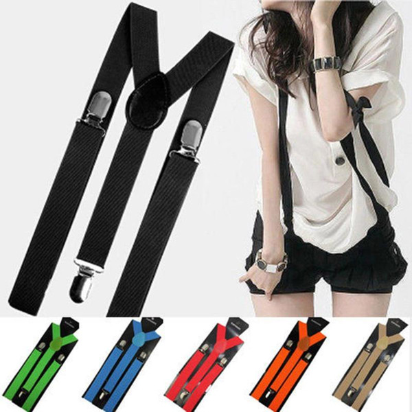 New Y Shape Elastic Clip-ons Suspenders 3 Clip Pants Braces Adjustable Elasticated Adult Suspender Straps Unisex Women Men