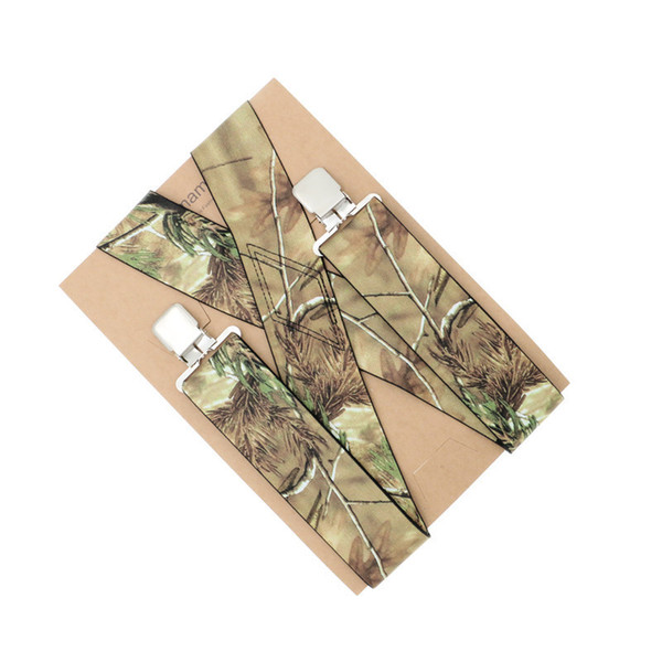 5cm Camouflage Print 4clips X Back Adult Suspender Men's Gift Easter Casual Wear Snug Fit Groomsmen tirantes