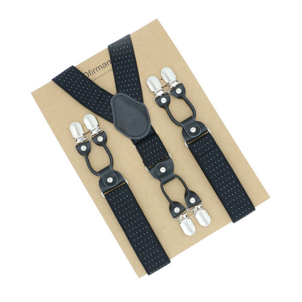 6 clips Jacquard Pattern Vintage 120cm Men's Braces Fashion Real Leather Suspenders Suspensorios Adjustable Belt Strap