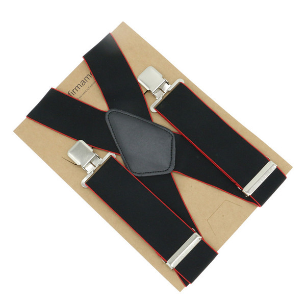 5cm X-back Patchwork 4 Clips Mens Fashion Shirt Brace Suspender Black and Red Mixed Color Business Use