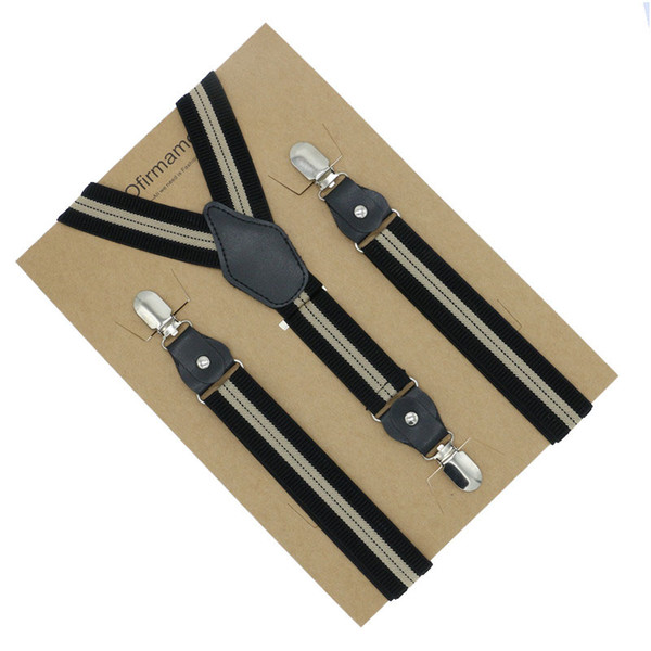 3cm Black Khaki Striped Men's Wedding Clothes Suspender Casual Use Office Retro Gentlemen Accessory Y back