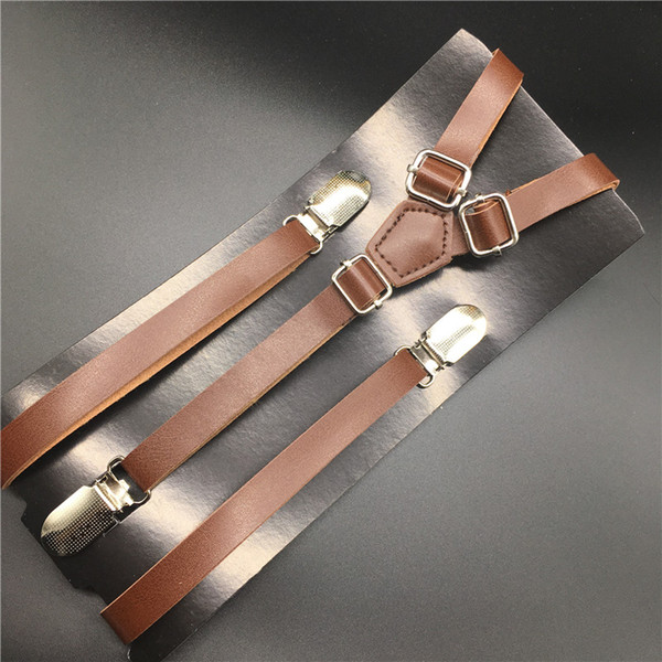 120cm Skinny Leather Suspender Y Back Clip On Mens/Womens PU Suspender Fashion Factory Outlet Standard Brown