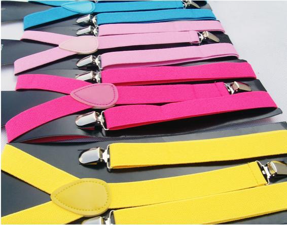 Candy Colors Y-back Suspenders Clip-on Adjustable Pants Elastic Suspenders Unisex Solid Color belt