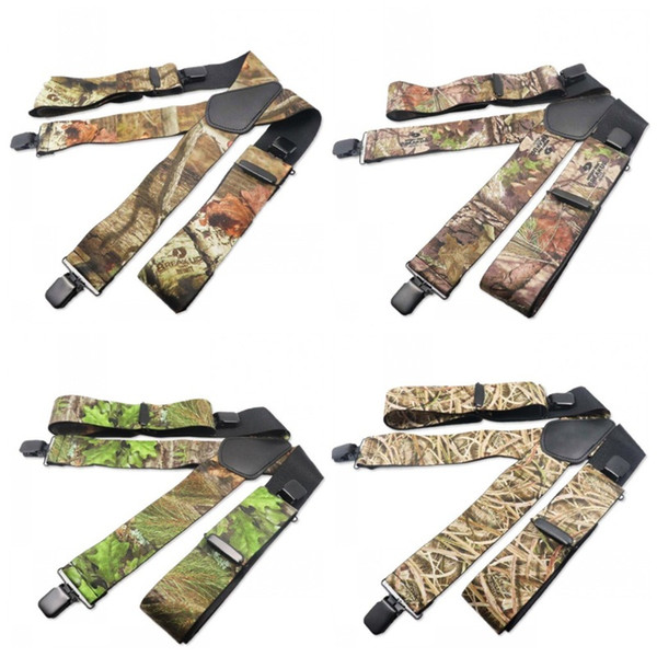 Camouflage Print Straps Men Suspenders Widening Braces Elastic Force Polyester Fiber Latex Adjustable Green Comfort The New 15bb C1