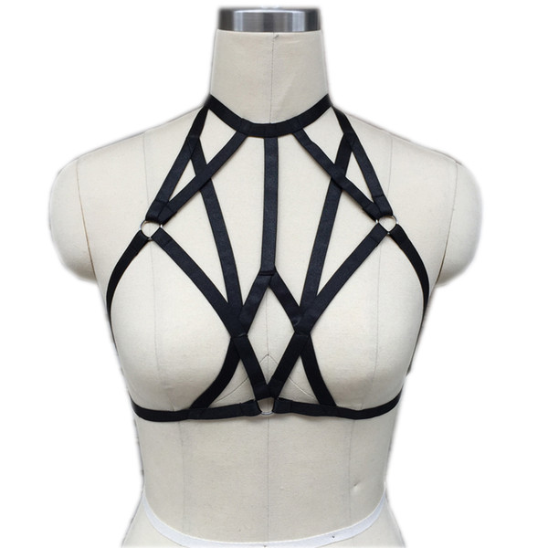 Free shipping 2017 fashion Apparel women bondage harness cage bra sexy summer lingerie Handmade bondage harness black bra