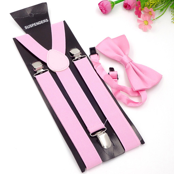 Adult 3 Clip-on Y Back Elastic Suspenders Bowties Set Suspender Braces Neck Ties Brace Belt Strap For Mens Newest