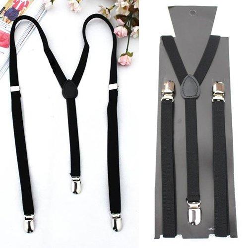 2016 Hot Style Adjustable Plain Black Braces Suspenders Heavy Duty Unisex Mens Ladies 1.5cm