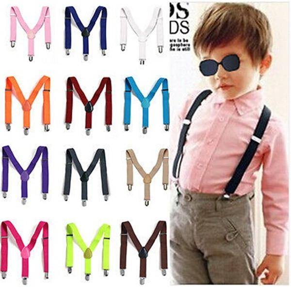 New Children Kids Boy Girls Clip-on Y Back Elastic Suspenders Adjustable Braces Christmas gift full color F650