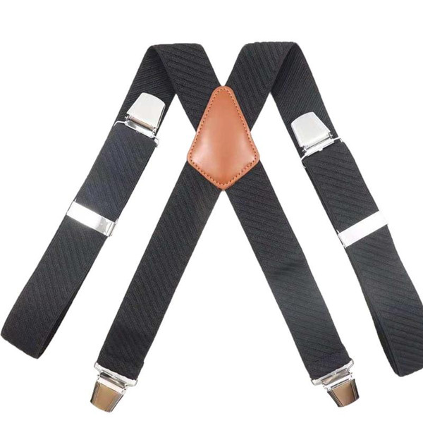 ybmb Shirt suspenders 4 clips X-Shape Adjustable durable braces High quality leather teel buckles fashion novelty