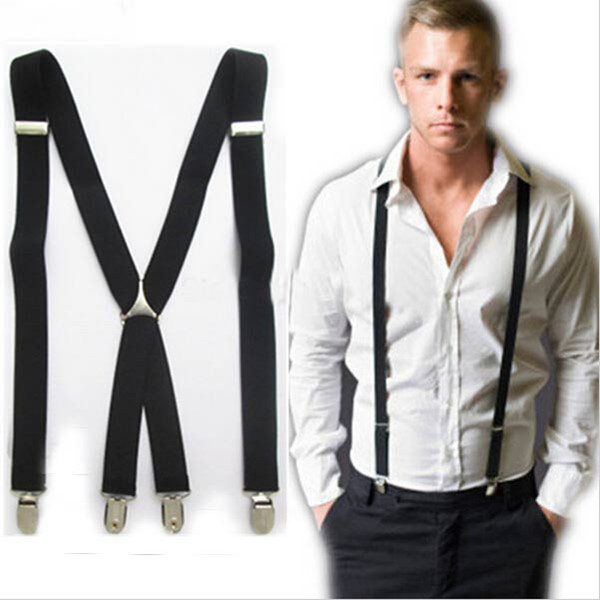 Retail Fashion 4 Clips Men's Suspenders 2.5 cm Adjustable Elastic Women Y-Shape Pants Braces Free Shipping 1 pcs