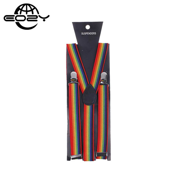 Unisex Rainbow Bulk 10pcs/lot Braces Suspenders Y Shape Back Style Elastic Fabric Clip-on Belt Neon Glitter DCE11