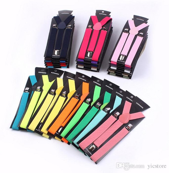 2016 suspender Clip on Adjustable Braces Candy Unisex Pants Y-back elastic Suspender Braces men suspenders free shipping