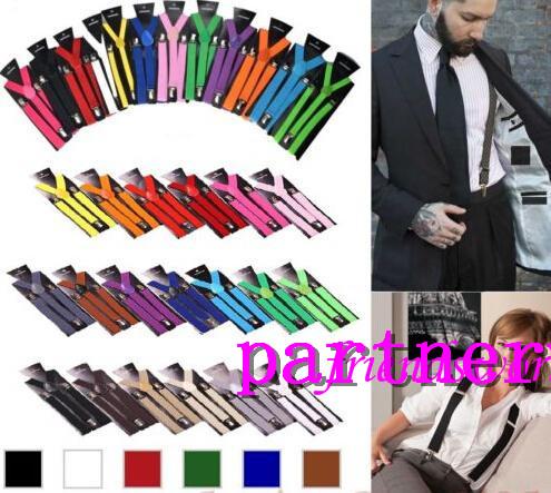 Free shipping 200 pcs/lot Clip on Adjustable Braces Candy Unisex Pants Y-back elastic Suspender Braces