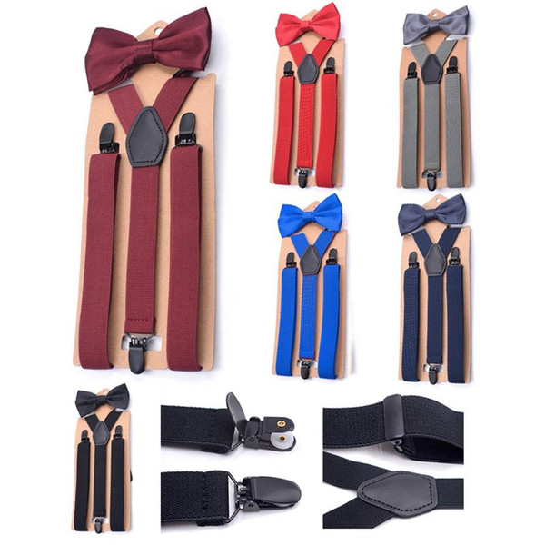 Adult Three-clip Y- Shaped Suspenders Bow Tie Set Adjustable Braces Elastic Strap Set Bib Y-shaped Sling