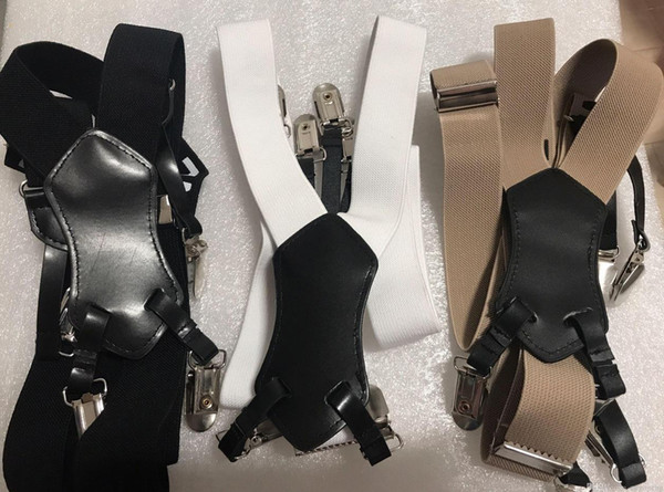 2019 Hot fashion With classic pattern logo Elastic suspender lady strap black white khaki 3 color suspender good quality