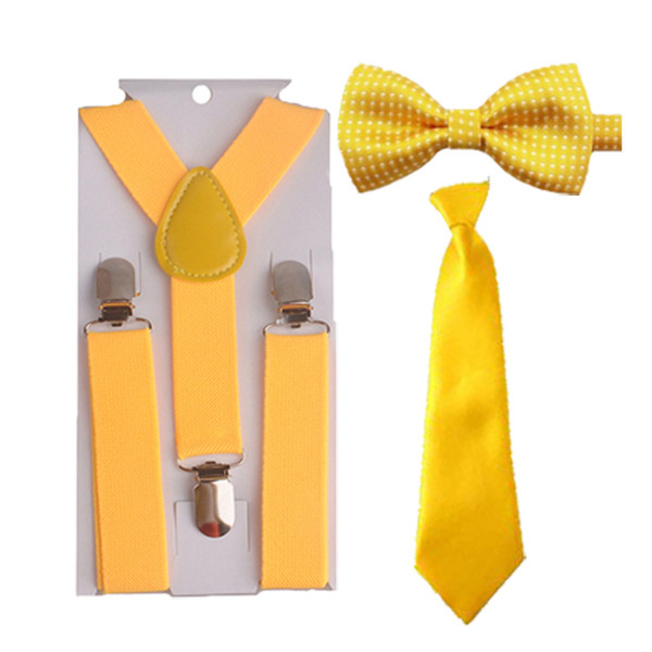 Wholesale- Hot Baby&kids Children Toddler Yellow Bowtie Ties Suspenders Set Classic Colorful Formal Party HHtr0007a08